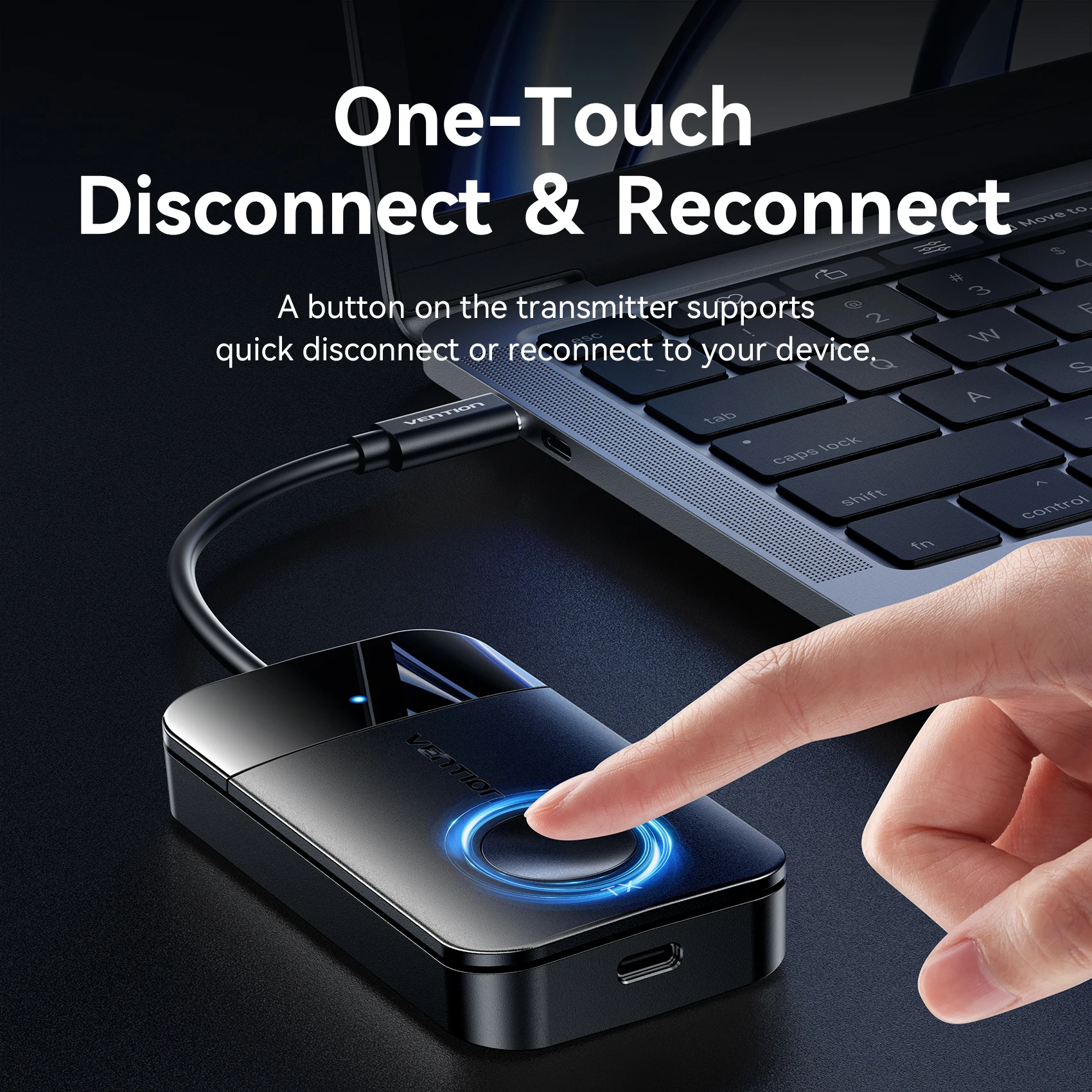 Vention Transmitter USB-C to HDMI Wireless Receiver Adapter 5GHz 4K 60W PD Type C Adapter for iPhone 50M for TV Monitor Laptop