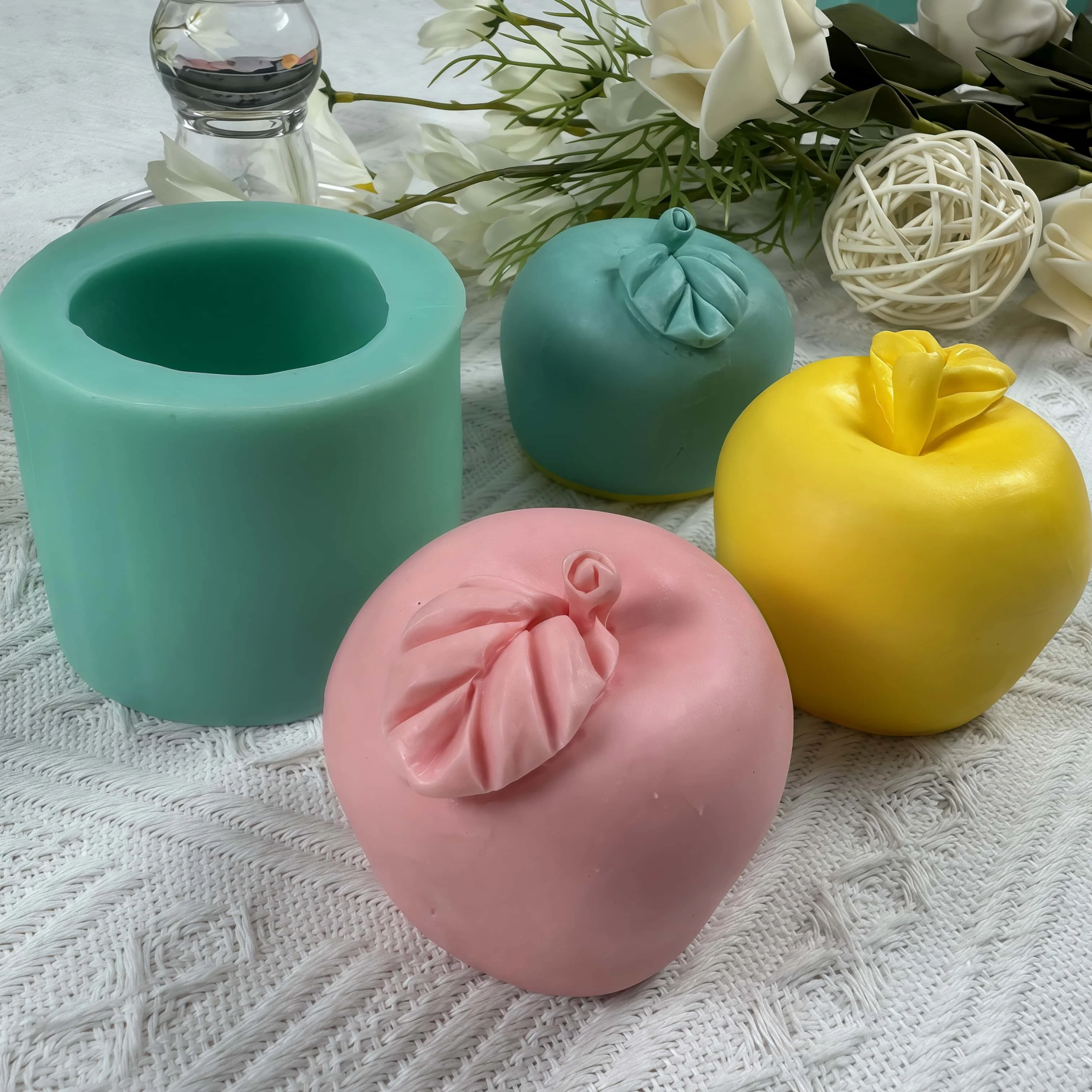 3D Apple Candle Soap Silicone Molds, Scented Wax Mould, Food Grade, Chocolate Cake Mold, Aromatherapy Gypsum Mold