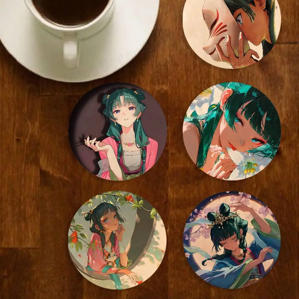 Cartoon Anime Maomao Wood Coaster Mug Tea Coffee Cup Pad Heat Resistant Placemats Tableware Decor