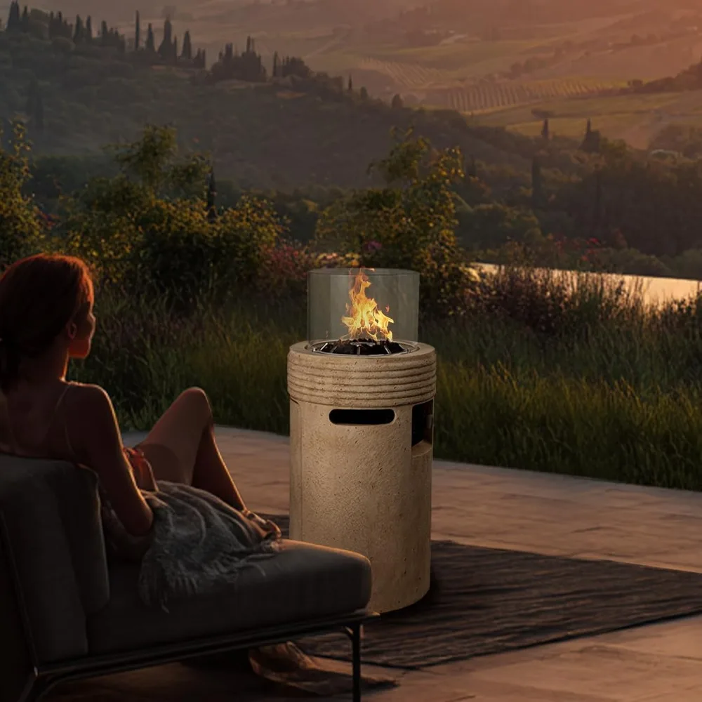 Foyer de propano para exteriores de 16 pulgadas con 50.000 BTU y rocas de lava para uso en patio