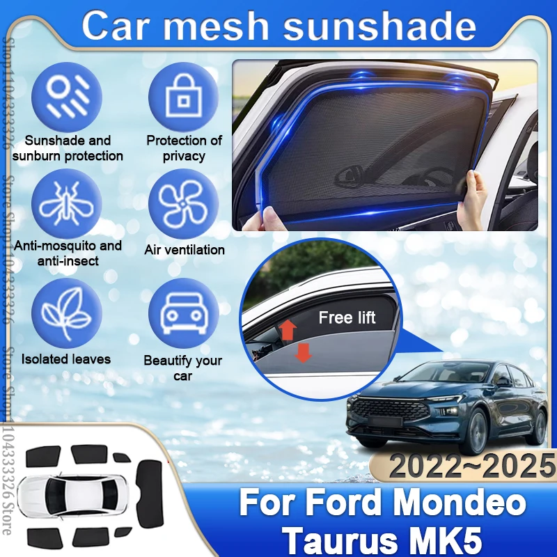 

Для Ford Mondeo Taurus MK5 2022 2023 2024 2025 Автомобильная шторка для бокового окна, защита от ультрафиолета, солнцезащитный козырек, лобовое стекло, летняя солнцезащитная шторка
