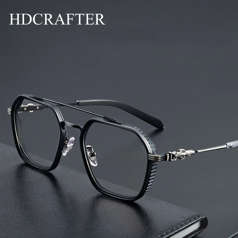 HDCRAFTER wysokiej jakości czysty tytan 150mm oprawki do okularów na receptę mężczyźni krótkowzroczność soczewki optyczne okulary gogle gafas graduadas