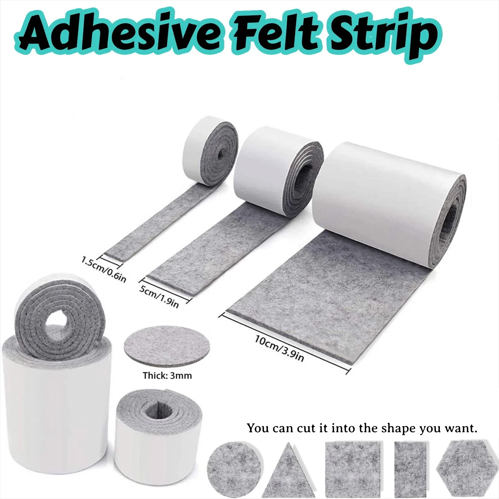 Backed Adhesive Felt Strip Furniture Protection Mat Protective Table and Chair Foot Mat Anti Slip and Sound Insulation Felt Roll