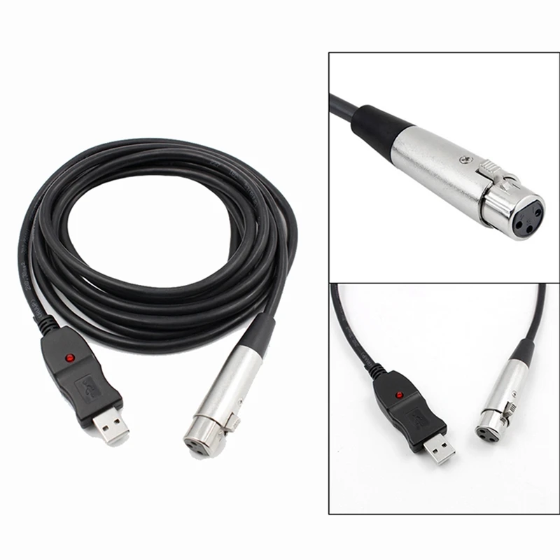 2X  USB Male To XLR Female Microphone USB MIC Link Cable New