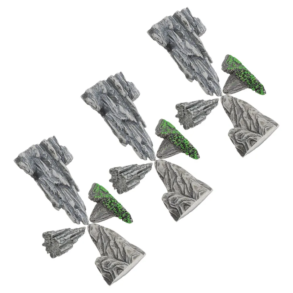 

12 Pcs Decorate Miniature Rockery Accessories Fish Tank Decorative Stone Resin Flowerpot