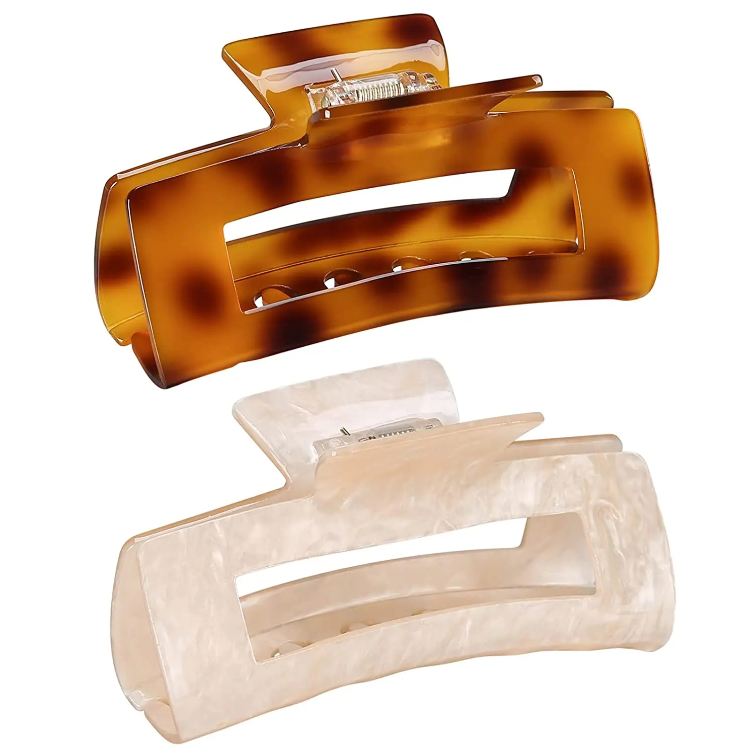 Hair Clips Claw Clips for Women Thick Hair, 4.1 Inch Large Acrylic Hair Claw Clips Strong Hold Big Rectangle Jaw Clips Clamps