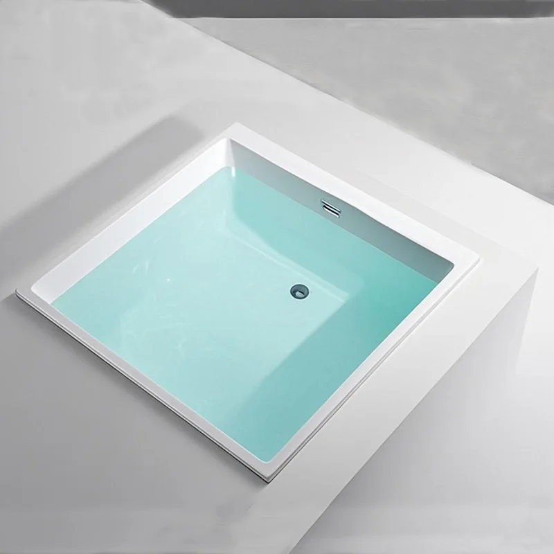 Acrylic recessed square bathtub, hotel beauty salon home adult inlaid bathtub 0.8-1 meters