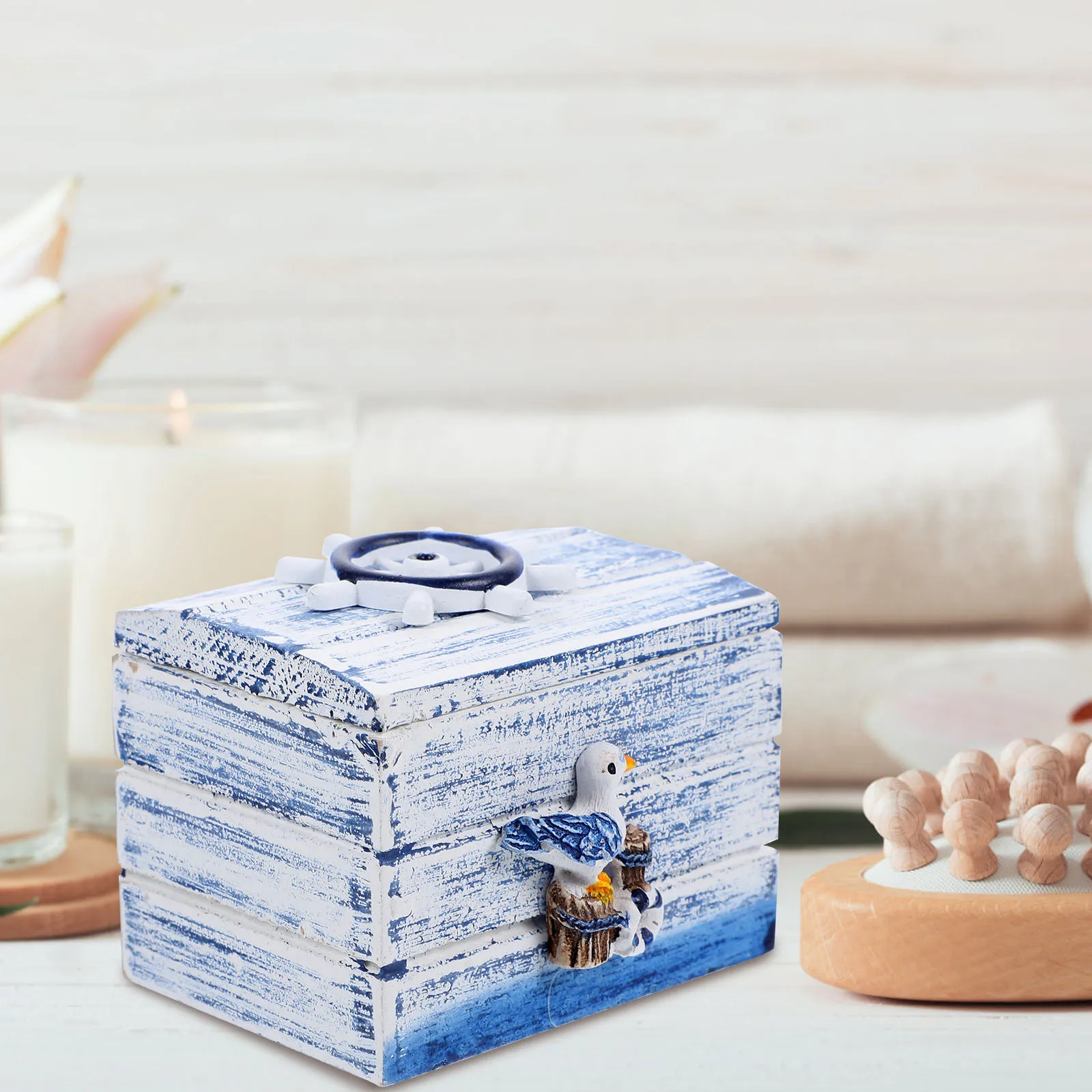 

Mediterranean Wooden Storage Box D3003 Seagull Elegant Practical Home Decor Jewelry ganizer Photo Accessories Safe Reliable