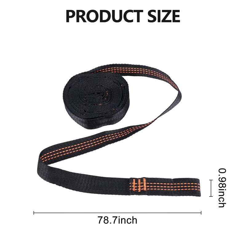 

A95I-2 шт. 5-кольцевые ремни для гамака с высокой нагрузкой, усиленный полиэстер для домашнего гамака на открытом воздухе-оранжевый