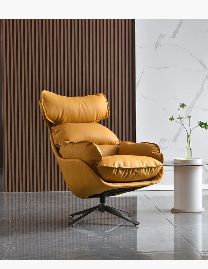 X188Sedia girevole per divano con schienale alto di lusso leggero italiano Sedia semplice singola per il tempo libero Sedia pigra per la casa del soggiorno