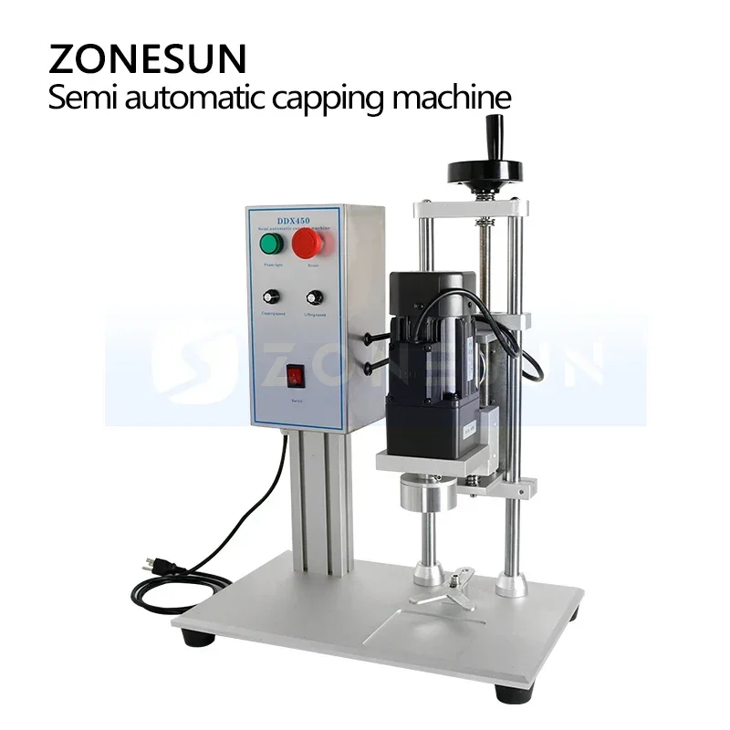 ZONESUN ZS-XG450 الكهربائية شبه التلقائي غسول اليد هلام زجاجة السد آلة الوجه غطاء علوي الشد آلة الختم