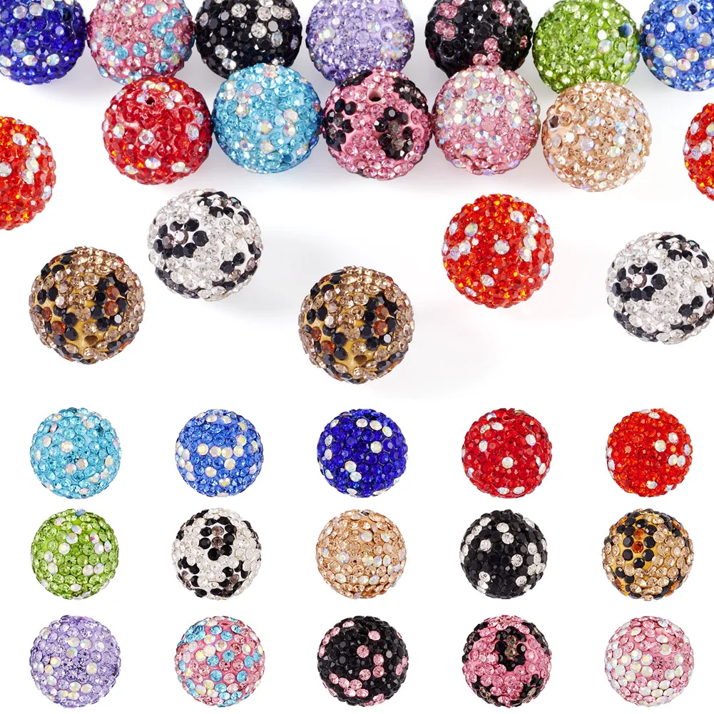 

1Set Round Rhinestone Pave Disco Ball Beads Polymer Clay Spacer Loose Beads for DIY Bracelets Earring Jewelry Making Supplies