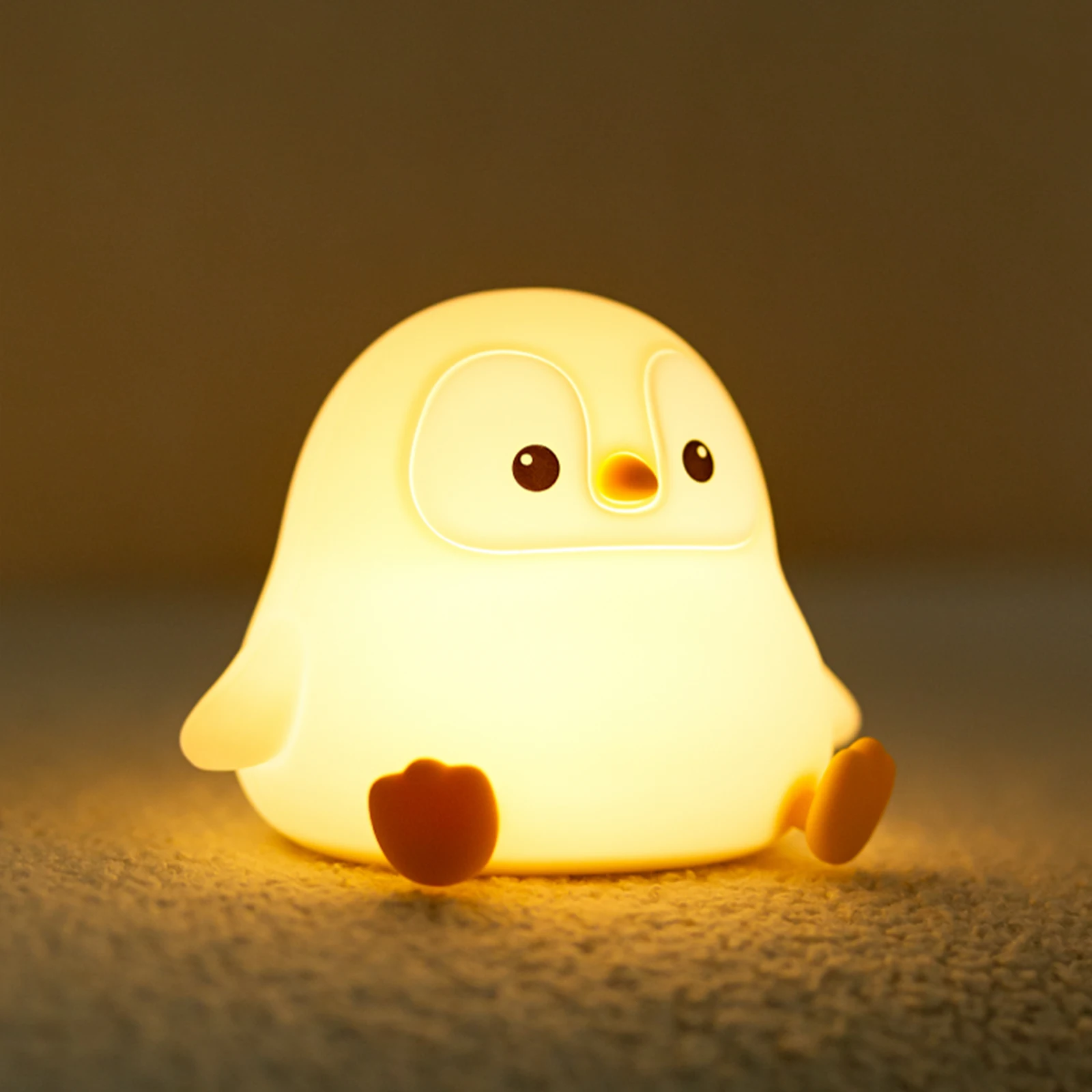 Bonito pinguimbaby night light crianças quarto recarregável animal silicone berçário noite lâmpada de controle toque nightlight para o presente do bebê