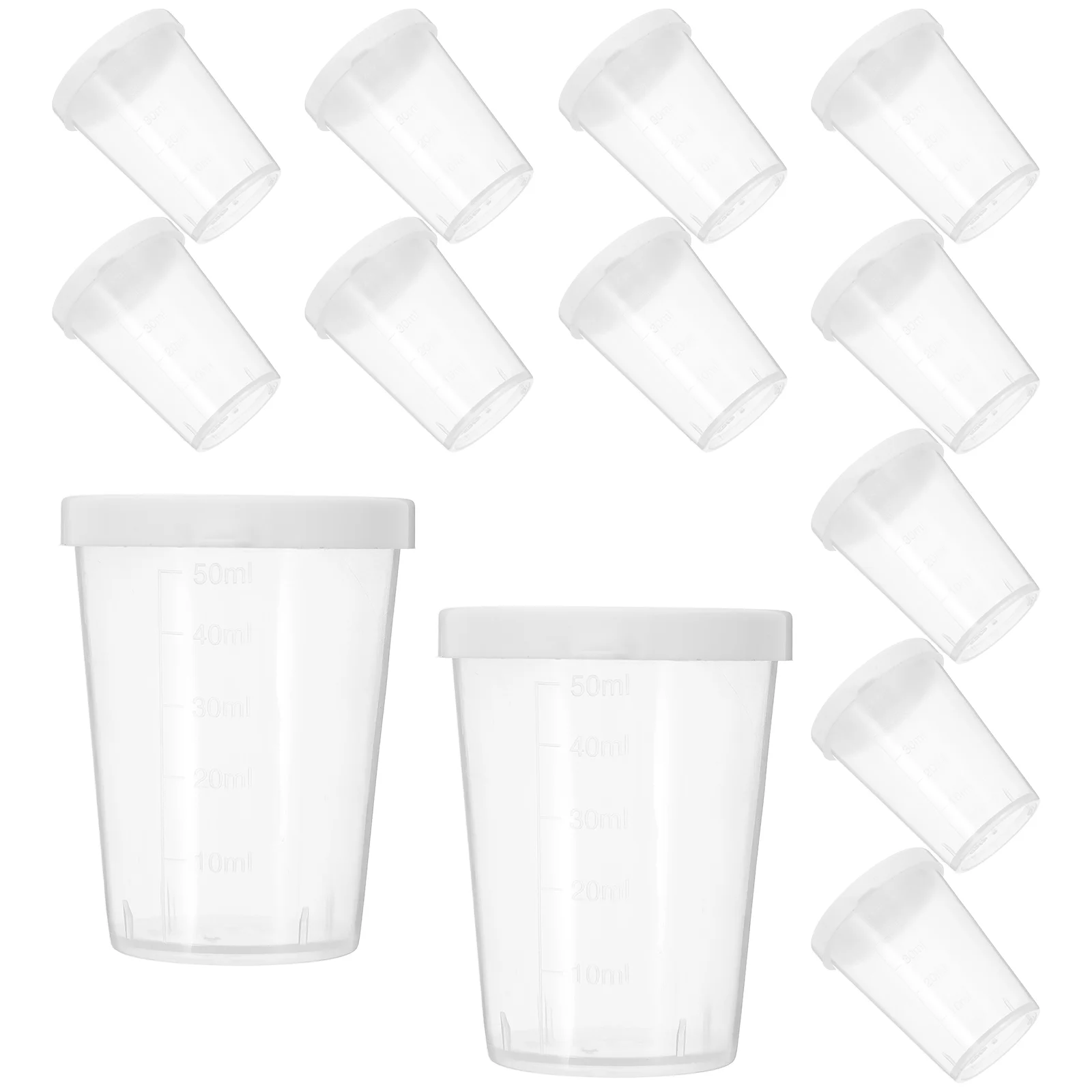 20 Pcs Coffee Measuring Cup Liquid Plastic Urine Specimen Cups with Lids Measure Container