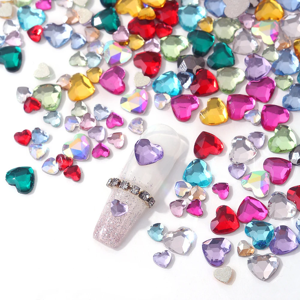 20Pcs Gem Heart Nail Art Charm 3D Crystal Clear Radiant resina trasparente Mini Heart Nail Ornament accessori per unghie creativi fai da te