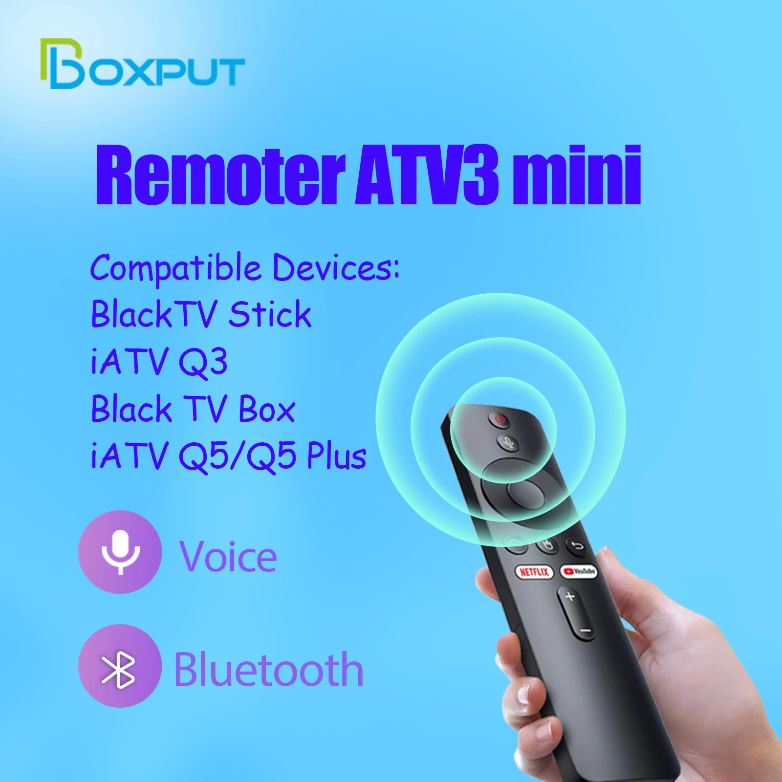 BOXPUT ATV3 Mini Air Mouse Bluetooth Wireless Voice Remote Controller IATV Q3 Stick IATV Q5/Q5 Plus TV Box Dedicated Control