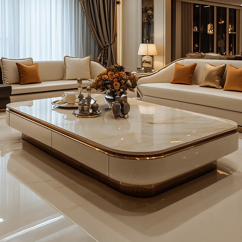Modern creative modern coffee table living room light luxury high end microcrystalline stone side tables pliante furniture