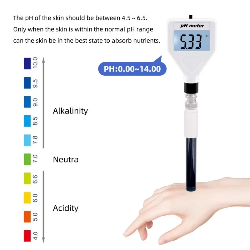 High Quality pH Meter With Replaceable Probe For Skin Fruit Meat And Liquid Acidity Testing