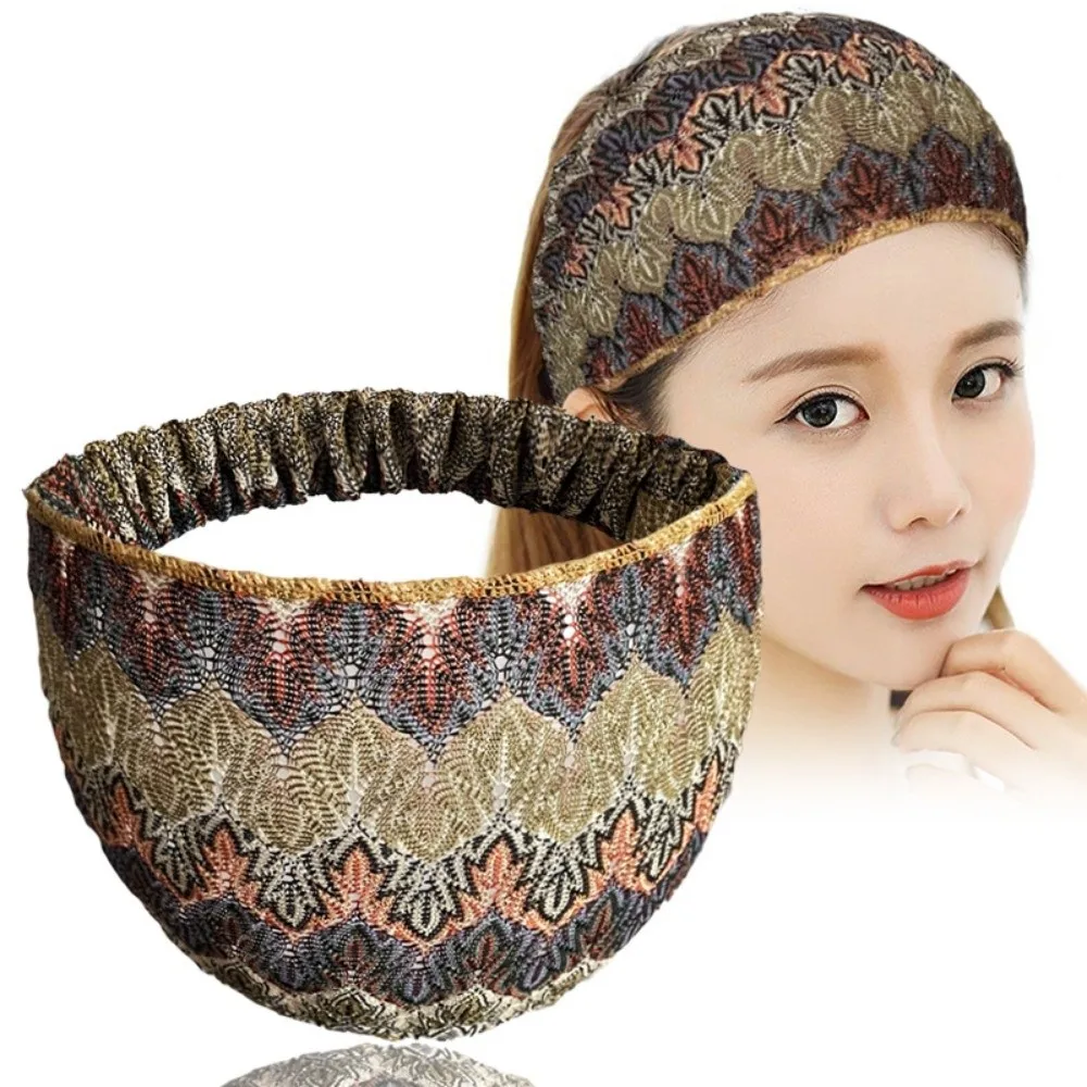 

New Wide Hairbands Stretchable Thin Headbands Ethnic Style Breathable Headwear Women