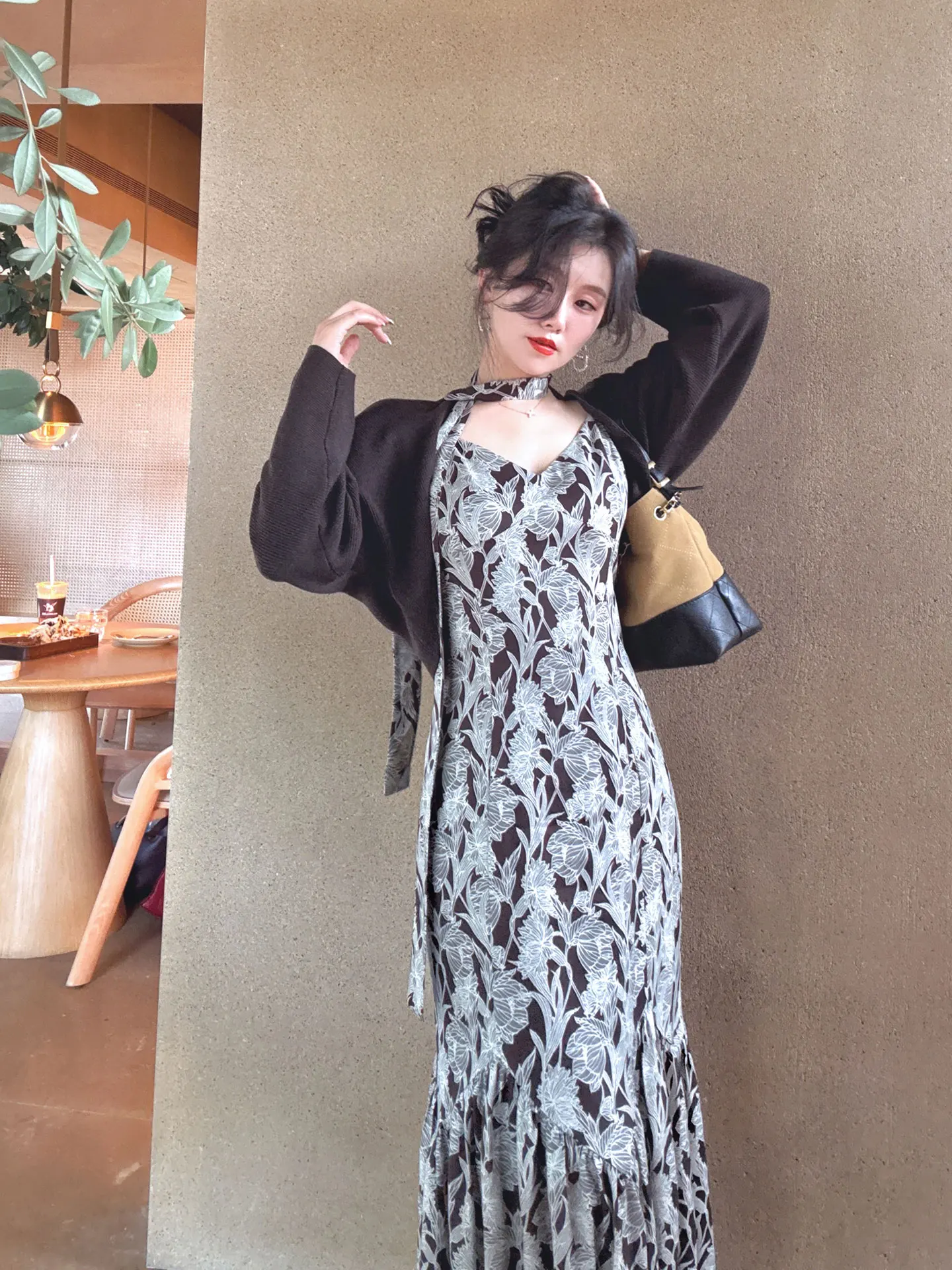 YANGXIAOJING ヴィンテージルーズフィットショート PU レザージャケットコーヒーカラーの女性のアウターウェア初秋ファッショナブルな痩身