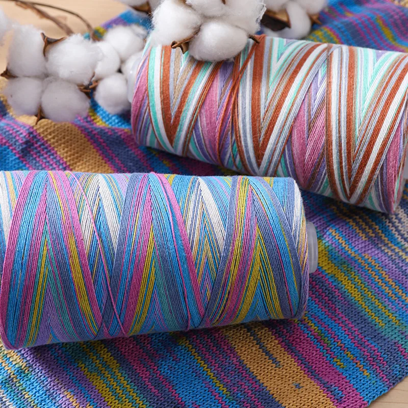 100g 2Balls colorful cotton thread single strand hand crocheted checkerboard pattern hollow out shirt cotton medium fine thread