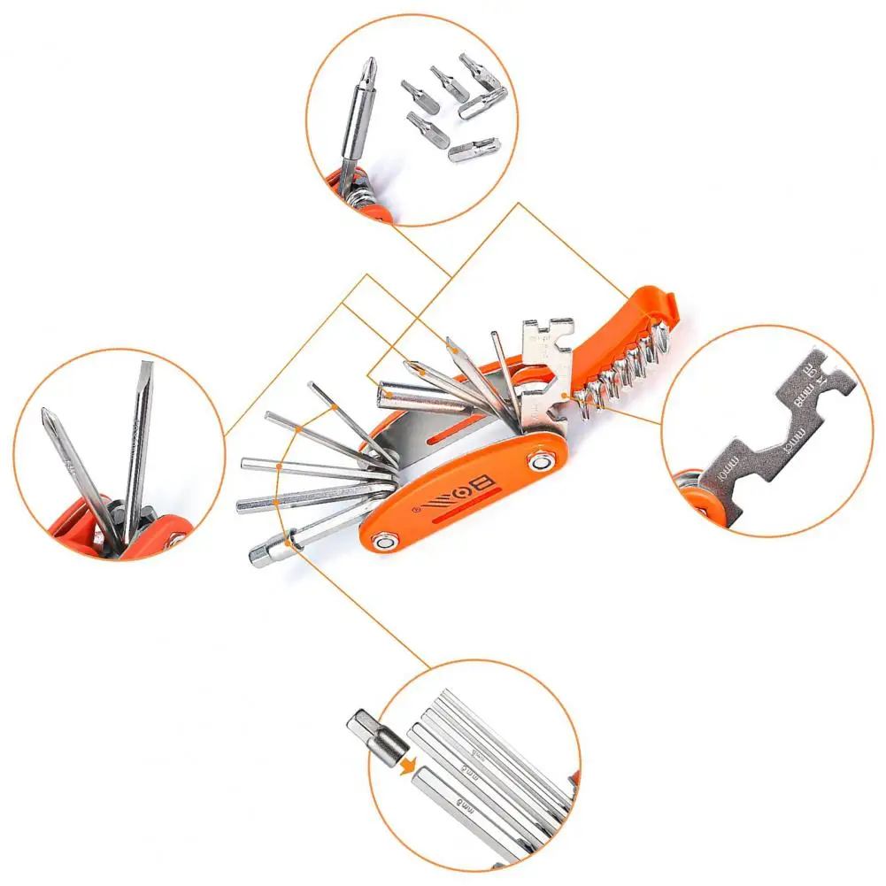 Bike Repair Tool Lightweight MTB Mountain Bike Multitool Cycling Tools Sturdy Portable Bike Multitool Outdoor Supplies