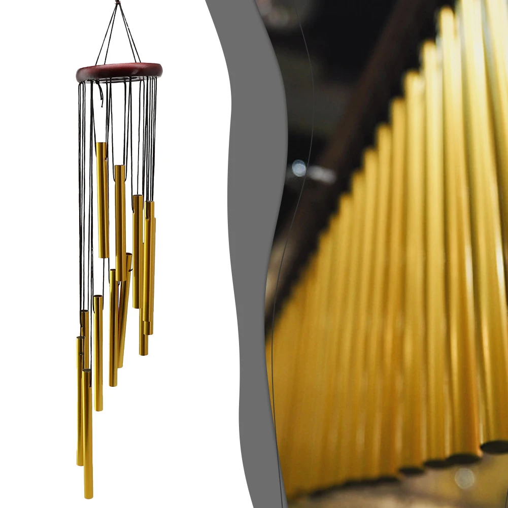 Wind Chime Featuring Aluminum Resonators And Pine Wood Hardware For Residential Garden Office Or Retail Space