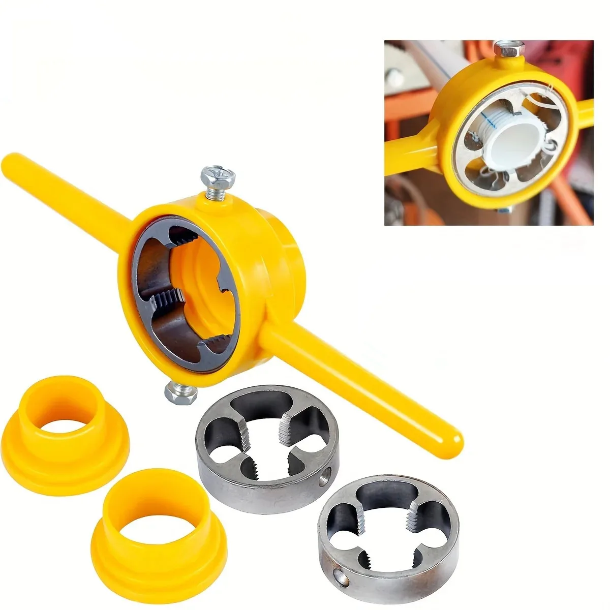6PCS Pipe Thread Die Set Manual PVC Pipe Threading Tool 1/2