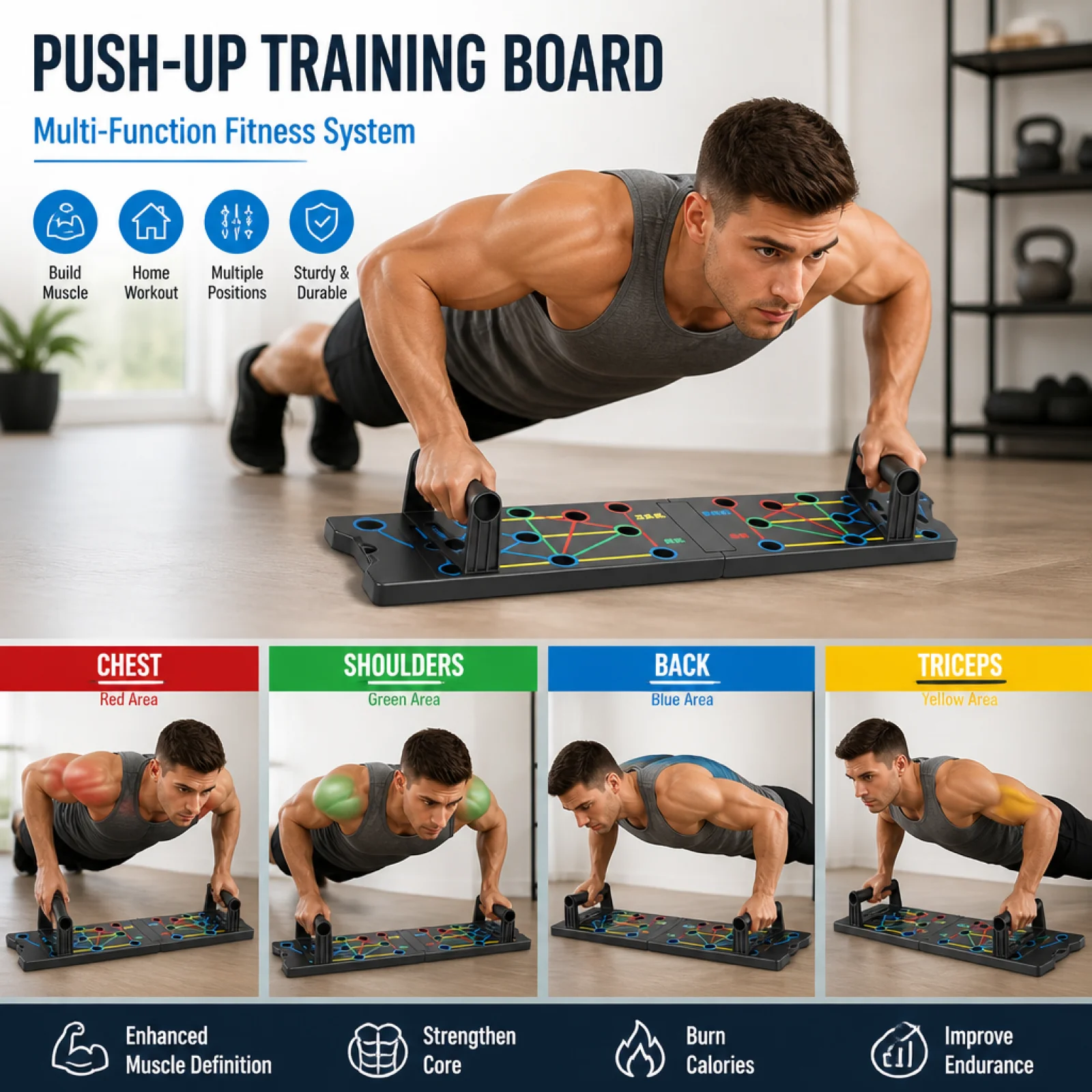 Push Up Board, Foldable Multifunctional Home Fitness, Chest & Abs Training