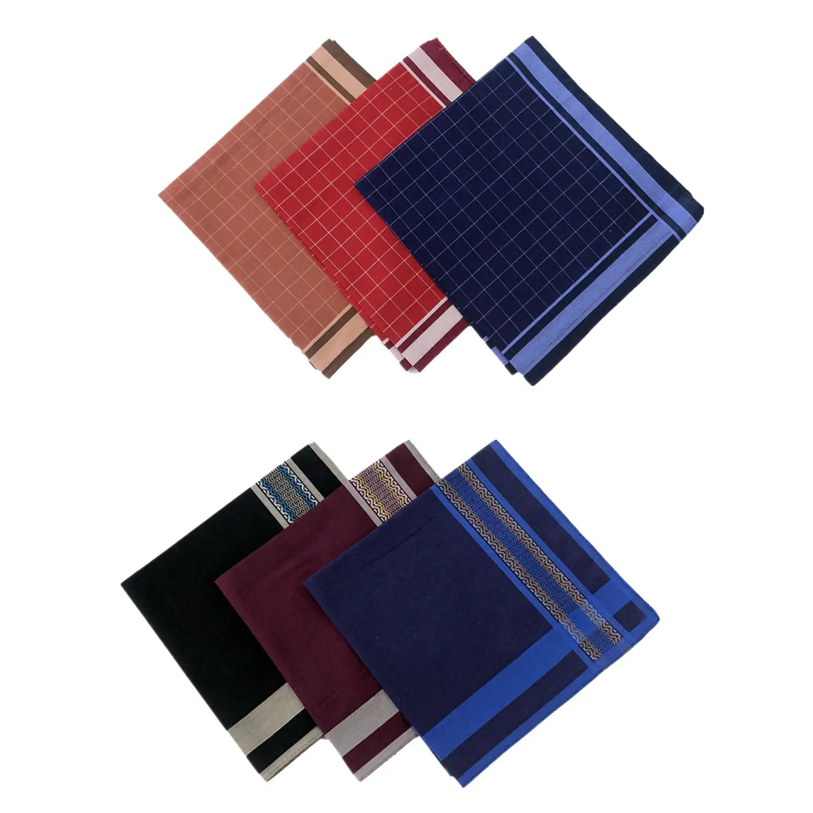 Lenço xadrez casual, Assorted Pocket Square, confortável, 6 pcs