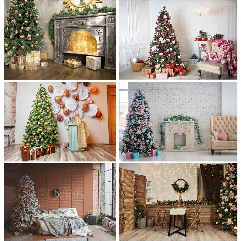 

Photorealistic Fabric Fireplace Christmas Tree Photography Background Baby Portrait Backdrops For Photo Studio Props DYH-03