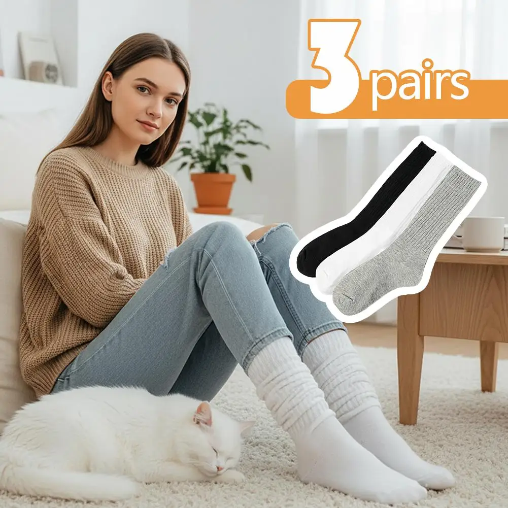 الخريف الشتاء المرأة الأوسط الجوارب بلون محبوك الدافئة عارضة الراحة مكدسة جوارب محبوكة #3