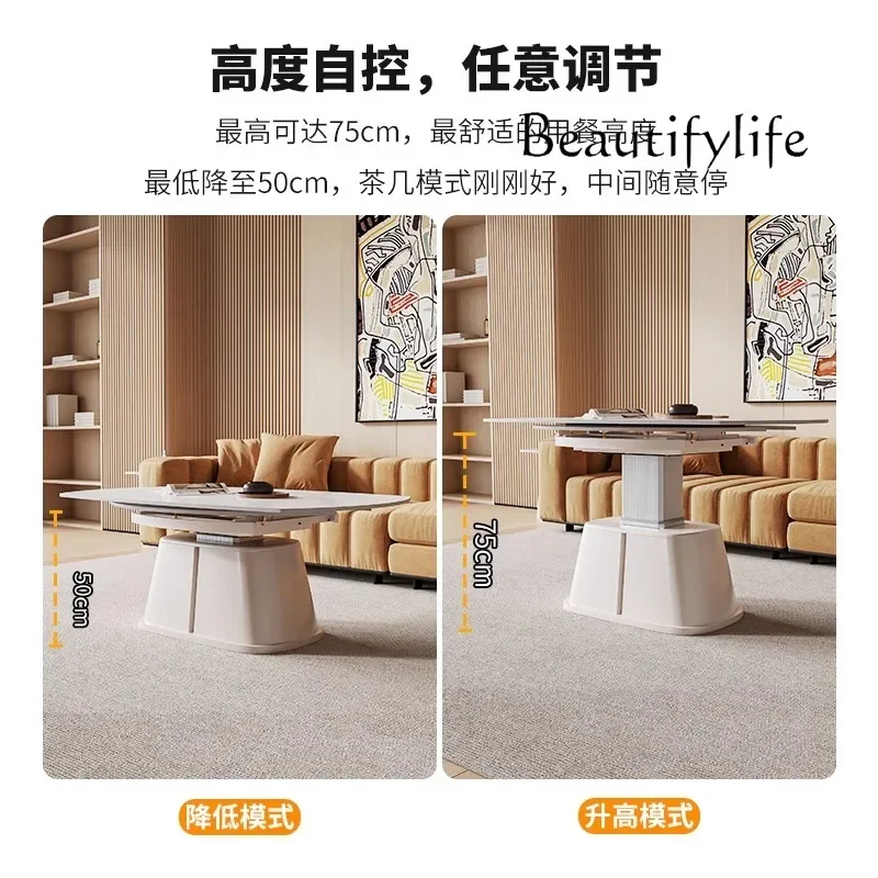 mesa comedor intelligent lifting coffee table dining table dual-purpose stretching square becomes round multi-functional movable