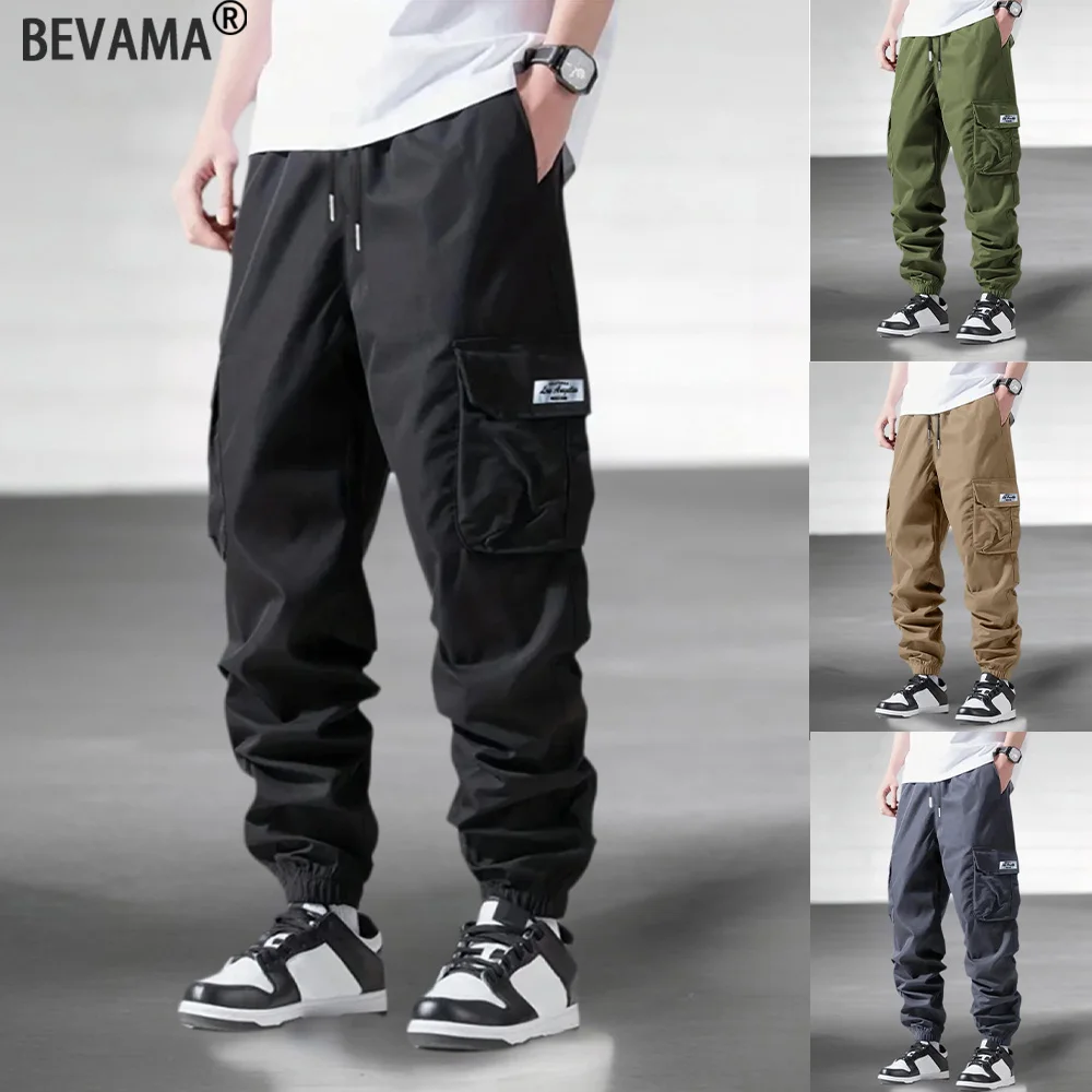 

Men's Cargo Pants Overalls Loose Multi Pockets Wear-resistant Casual Pants Male Jogging Hiking Drawstring Pants Streetwear