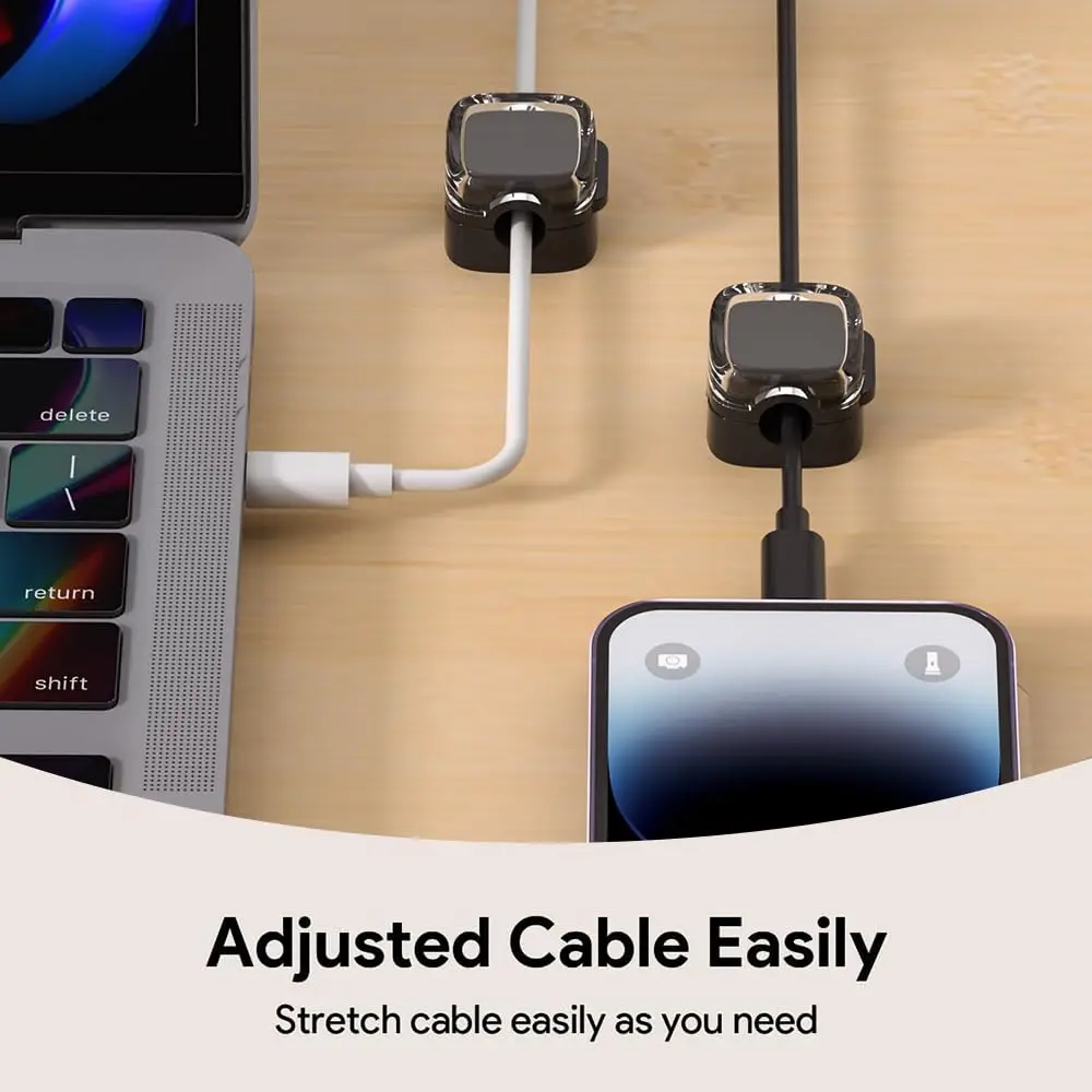 Clips magnéticos para gestión de cables, organizador de cables de datos multicolor, ganchos montados en la pared para escritorio y datos de teléfono y cargador, 6 uds.