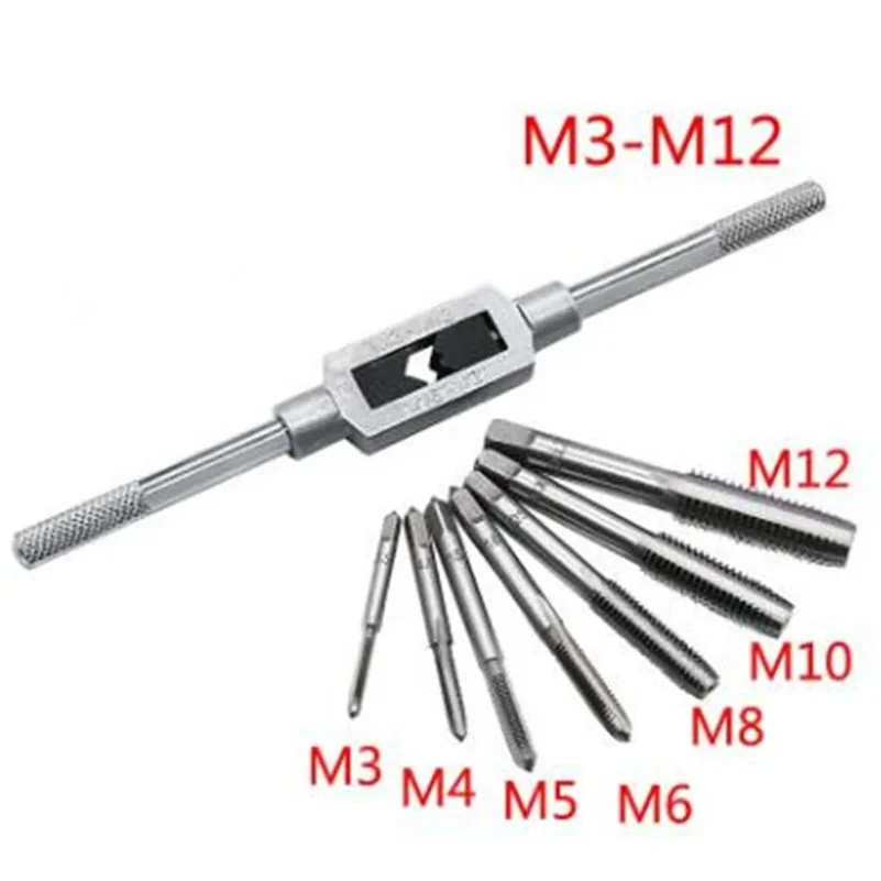 Adjustable Wrench T-Handle Milling Tap High Speed Steel Taps Metric Screwdriver Thread Tapping drill Holder Hand Tool Set