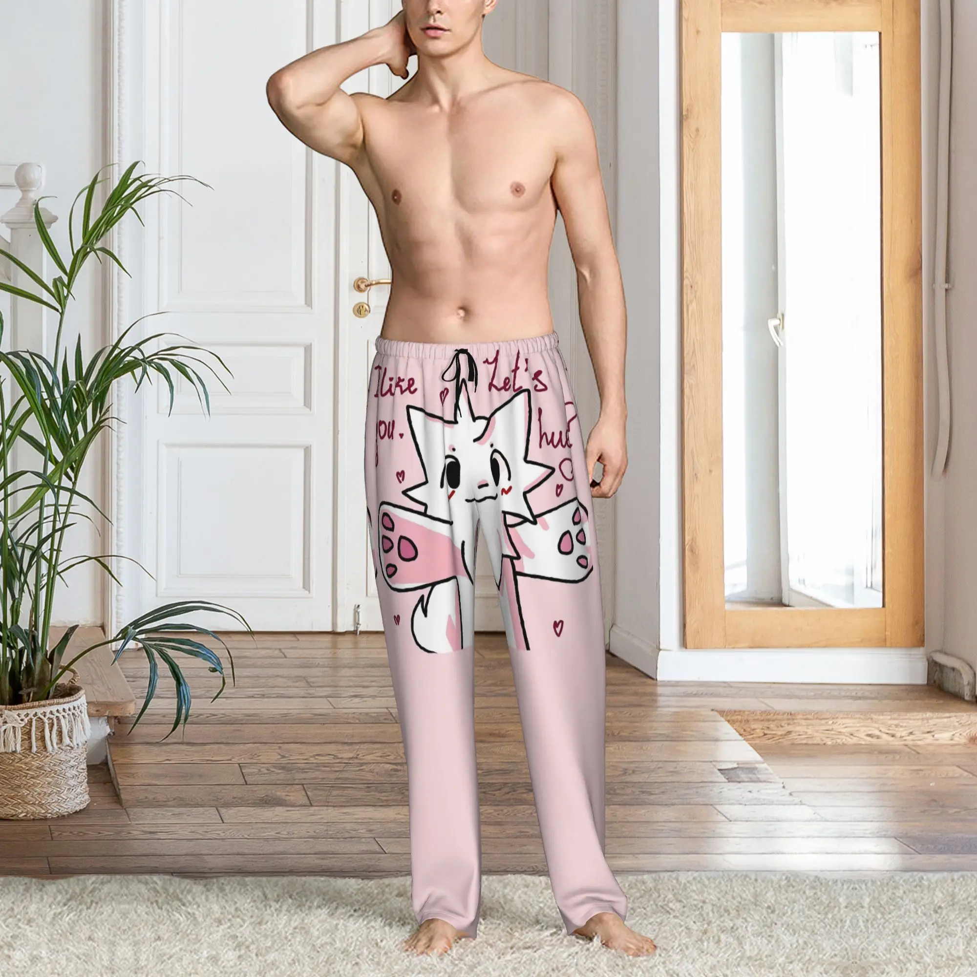 Custom Boykisser Silly Cat Pajama Pants Men Cute Cartoon Sleepwear Lounge Sleep Bottoms Stretch with Pockets view 6