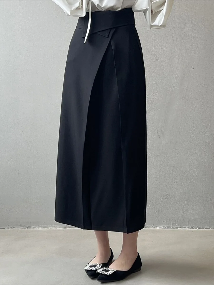 High Waist Suit Skirt Women's Spring Autumn New Style Elegant Small Size Drape Asymmetrical Long Split Skirt Fashionable