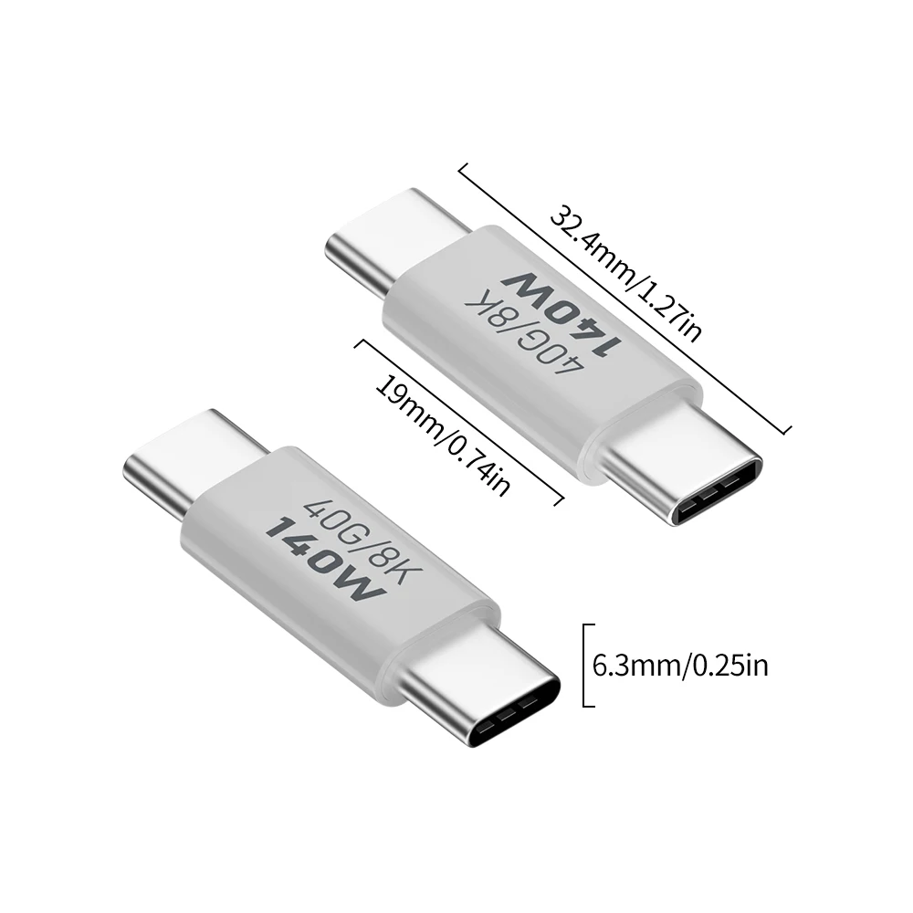 Newest 140W 40Gbps OTG Type C Adapter 90 degree USB C to Type C Fast Charging Converter USB3.1 Data Transfer Adapter For Macbook