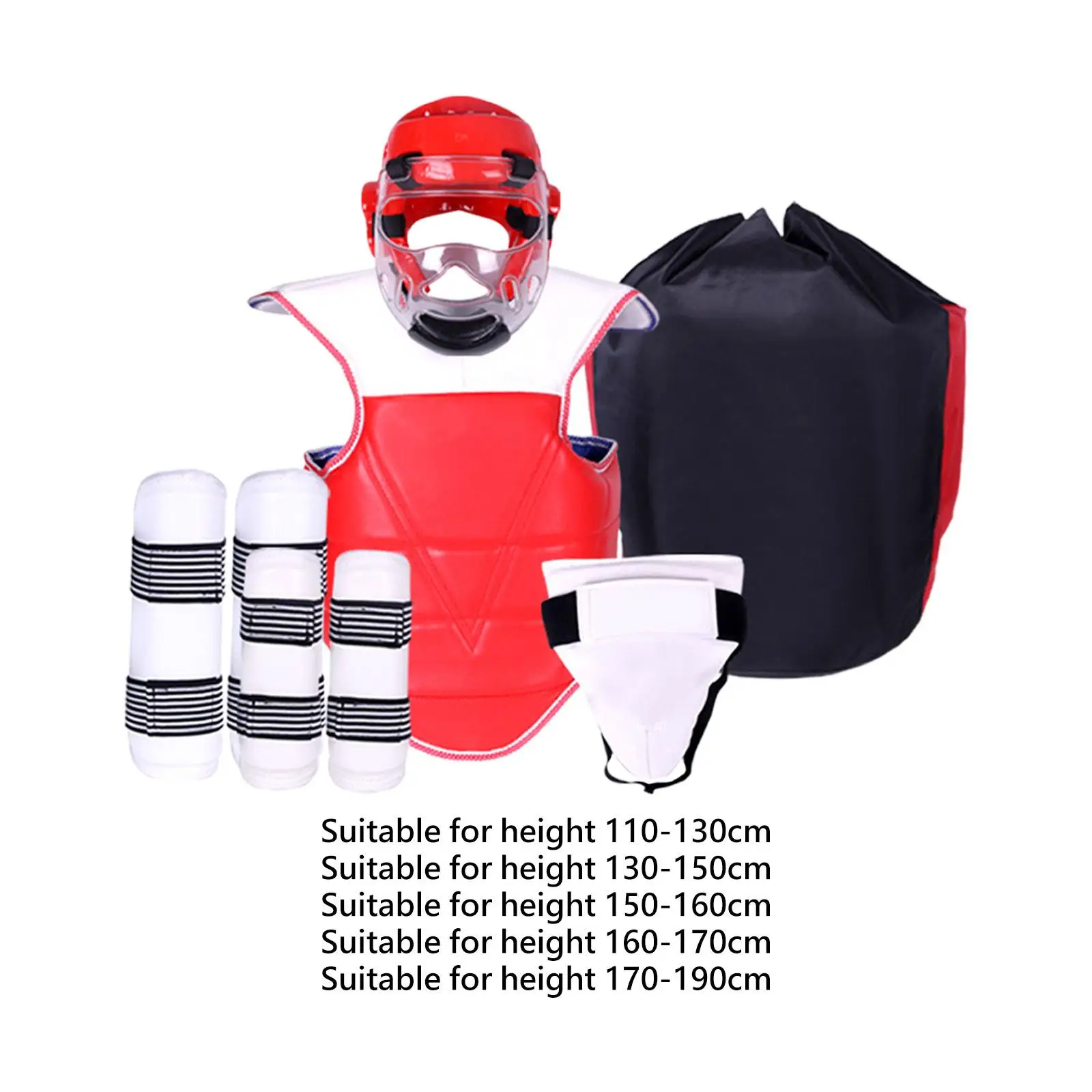 Karate Sparring Gear Set Chest Guard with Storage Bag Comfortable Headgear for Martial Arts Kickboxing Taekwondo Mma Muay Thai