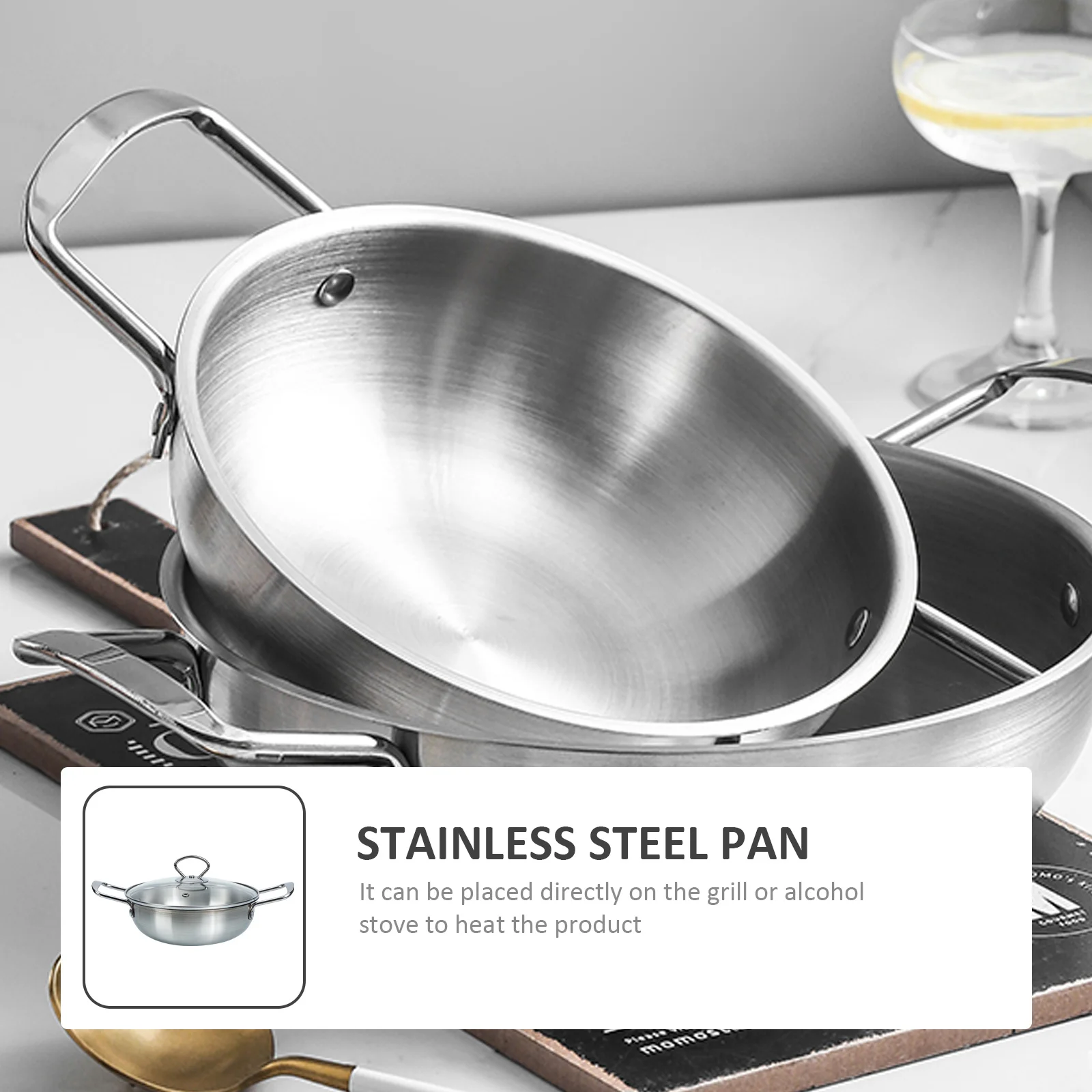 

Mini Ramen Soup Pot Stainless Steel Nonstick Easy Clean Double Handle Safe Cooking Noodles Grill Stove Hot Pot Kitchen Cookware