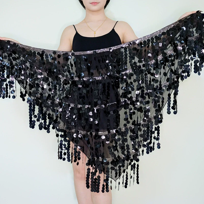 Oriental Bellydance Hip Scarf 5 Colors Women's Belt Wrap Skirt with Small Beads Belly Dance Costume Accessory  Tassel hip scarf