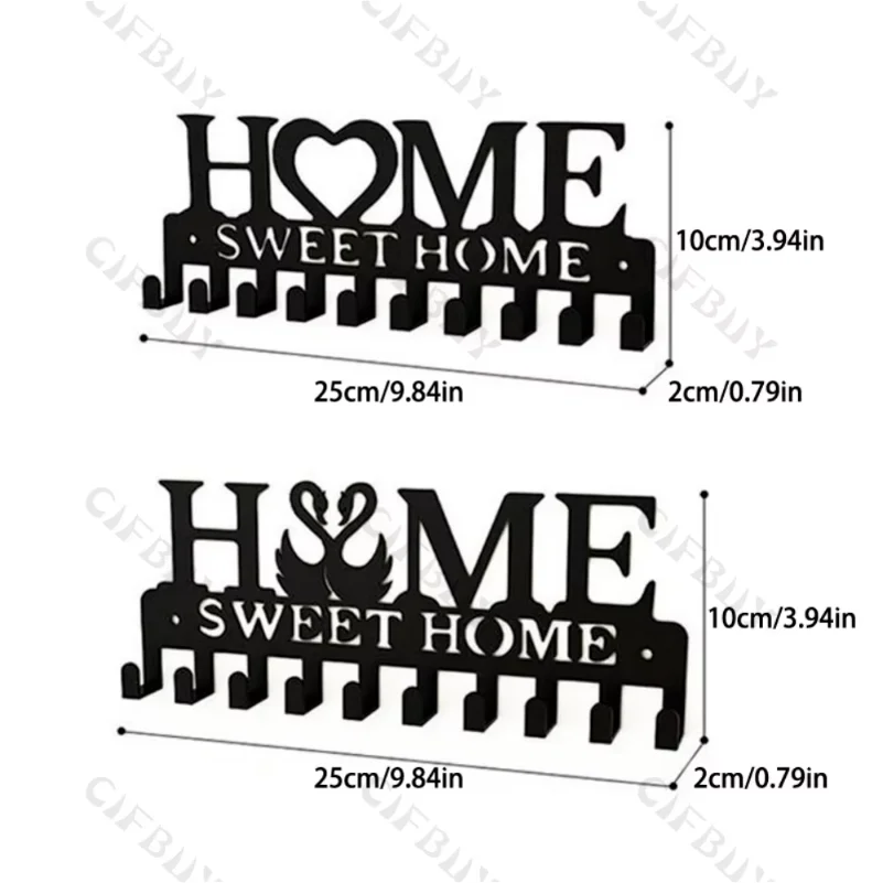 1pc Metal Wall Hooks Key Holder, Wall Mounted Coat Rack, Iron Art Decor For Home Kitchen Door - view 6