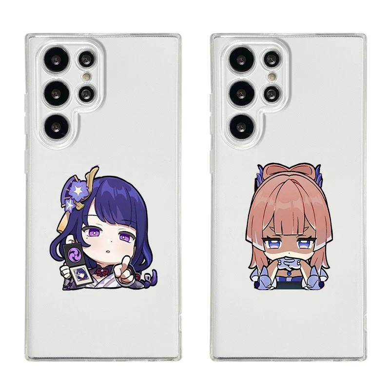 Kawaii Cartoon Genshin Impact Phone Case For Samsung Galaxy S26 S25 S24 S23 S22 Ultra S20 S21 FE 5G Plus Soft Clear Cover