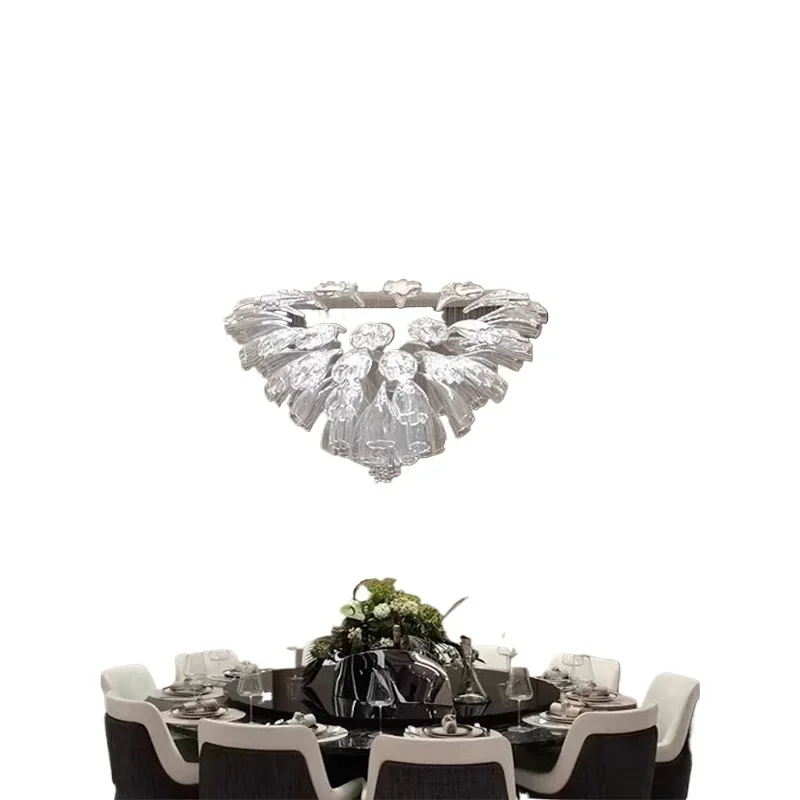 

Light luxury post-modern living room chandelier, simple creative crystal ring dining room bedroom villa duplex