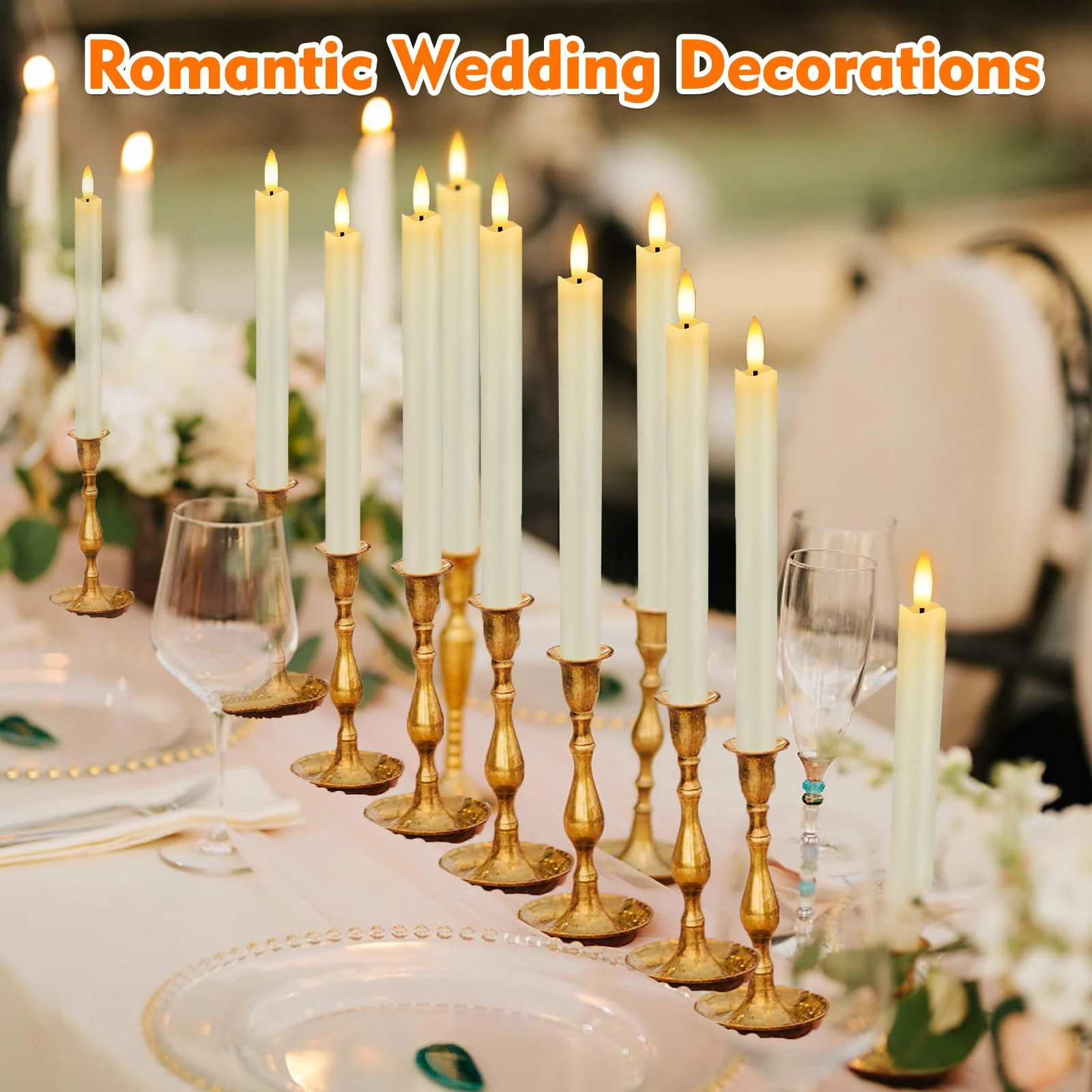 12-96Pcs LED Taper Candles Wedding Decor Candles Battery Operated Flameless Candle for Holiday/Church/Dining room/Party/Home ﻿