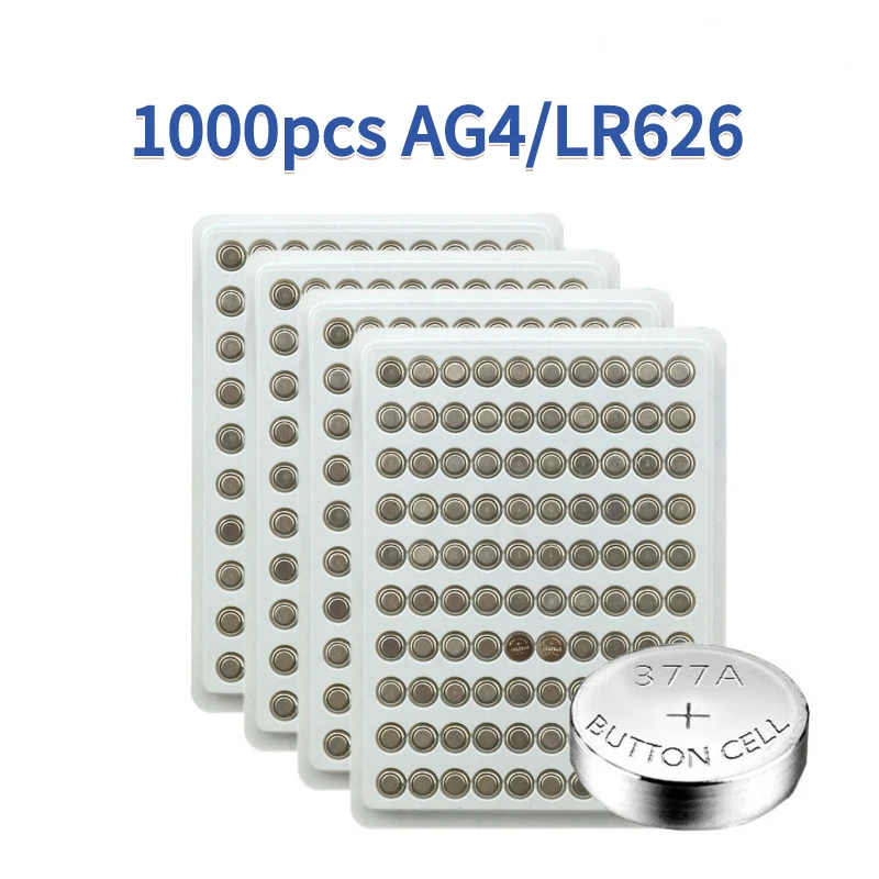 1000Pc/Lot 1.5V AG4 377 LR626 SR626SW Button Cell Batteries AG4 377 LR626 SR626SW AG4 Coin Cell Batteries for Toy Battery Watch