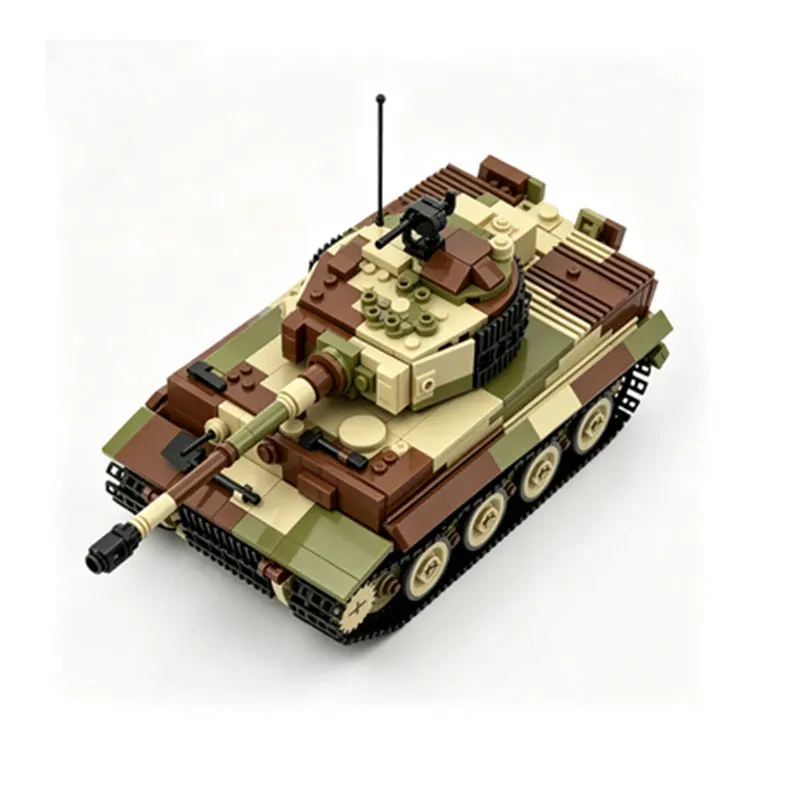 MOC 1062pcs Camouflage Tank Tracked Armored Vehicle Small Particle Assembly Building Block Toy Ornament Set