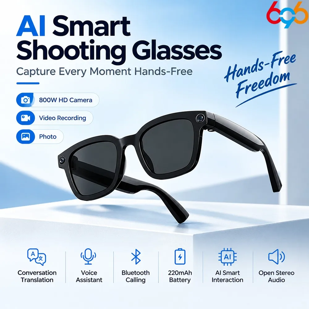 AI Smart Glasses with 800MP HD Camera  Anti-Blue Light  Real-Time Translation & BT Call for Men Women
