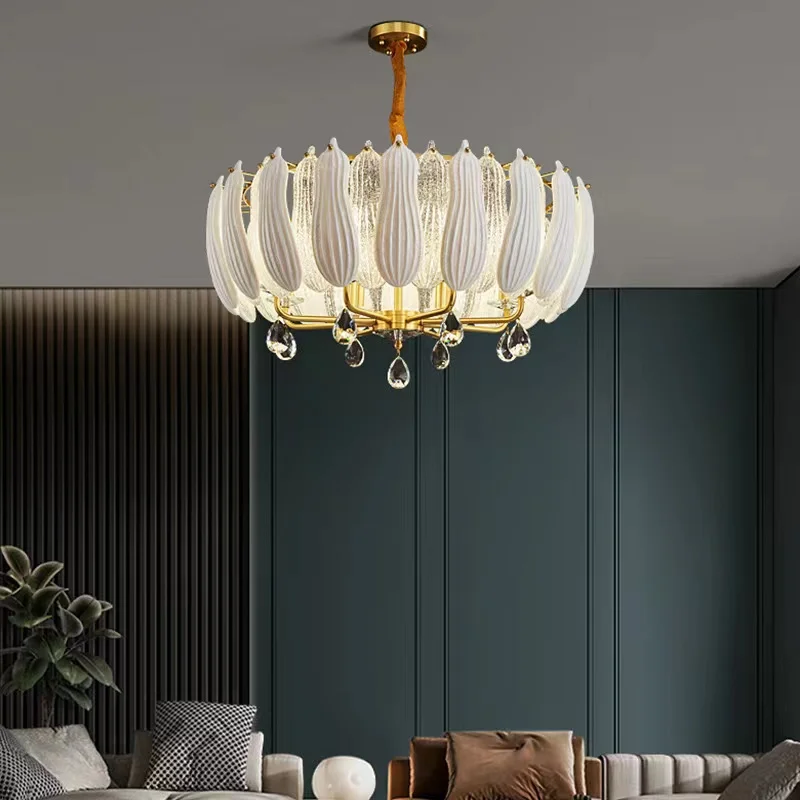 2024 Modern Creative Personality Art Luxury Living Room, Interior Decoration Chandeliers, Feather-shaped Crystal Hall Lamps